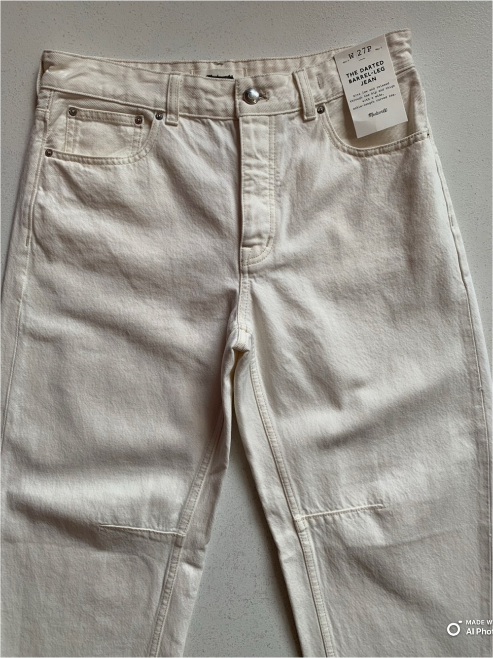 Madewell PETITE The Darted Barrel Jean in Vintage Canvas 27P NWT Cream Summer - Picture 5 of 17